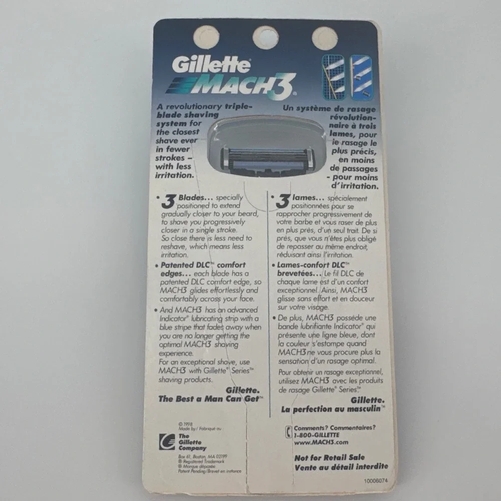 Gillette Mach3 Mens Vintage Razor Silver/Black Triple Blade Shaving System
